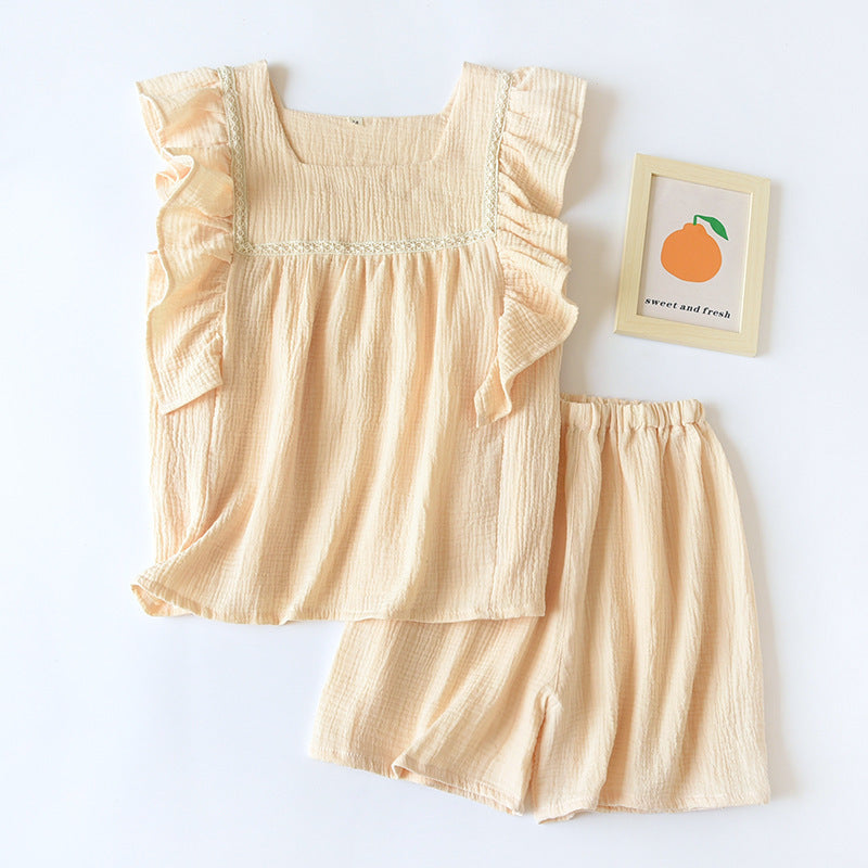 Women's Peplum Sleeveless Shorts Nightdress Set