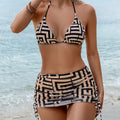 Womens Feminine Bikini 3-Piece Set Beach Dress & Hot Spring Swimwear