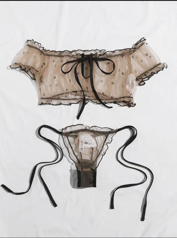 Sexy Lingerie Women Lace Babydoll Bra Thong Underwear Sleepwear Lenceria Lace Bras Underwear Set Panties