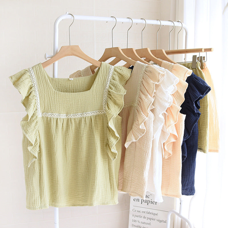 Women's Peplum Sleeveless Shorts Nightdress Set