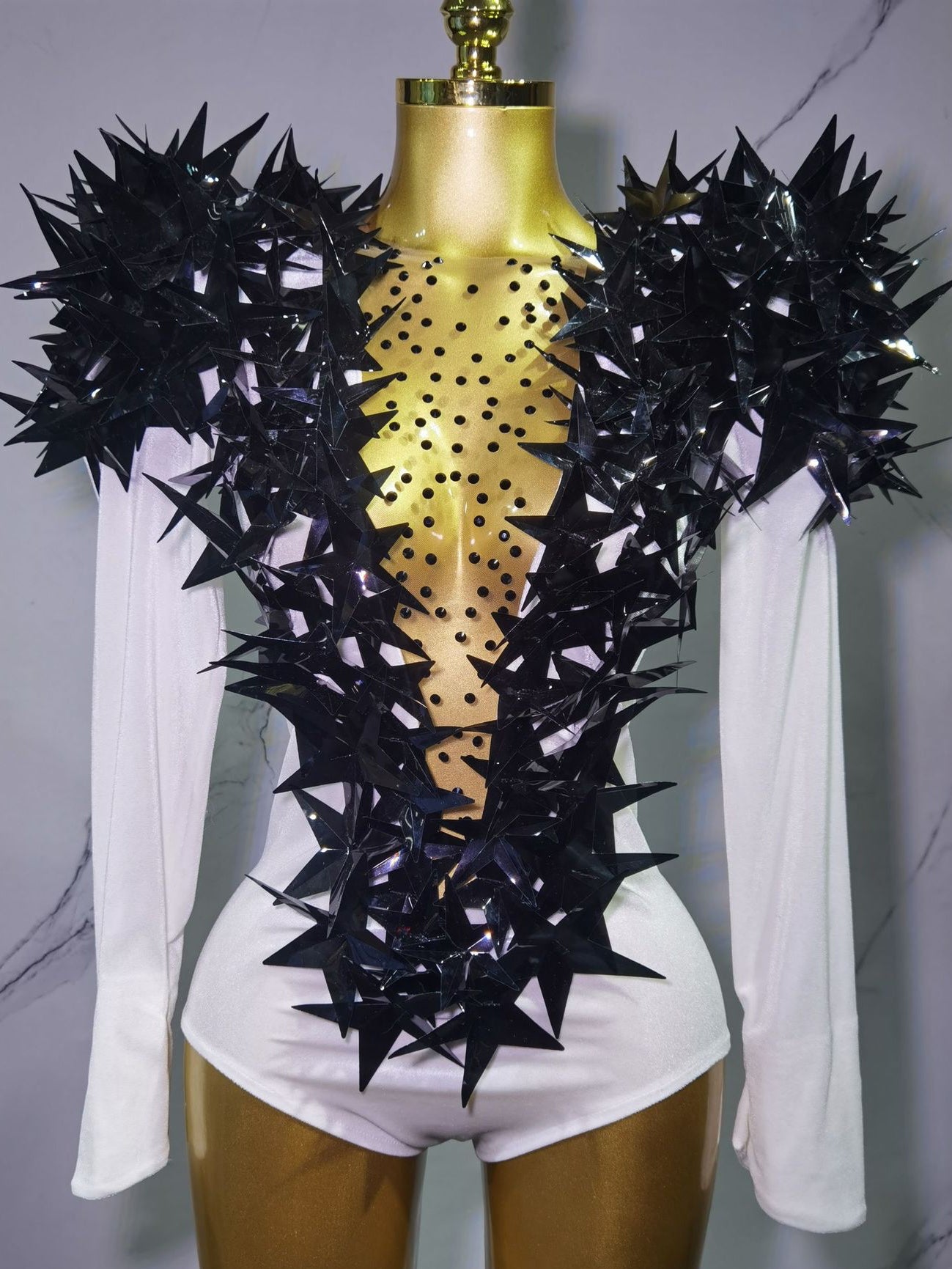 Sexy Golden Three-dimensional Five-pointed Star Exaggerated High Padded Shoulder Jumpsuit
