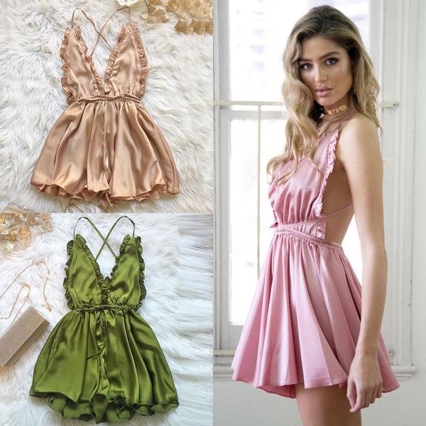Fashion Women Sexy Sleepwear Style Jumpsuit Rompers Playsuit Trousers 3 color