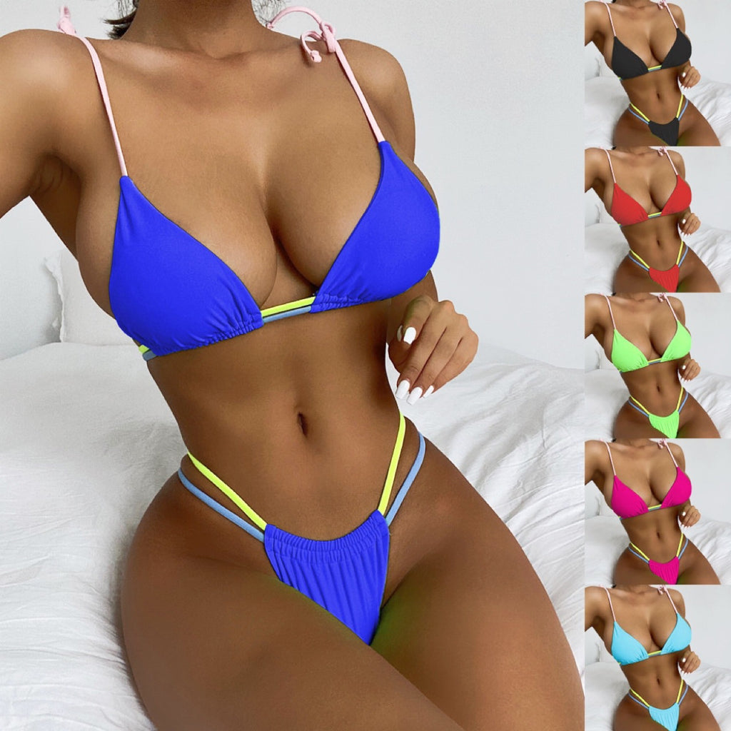 European And American-style Womens Two-piece Bikini With A Triangle Cut