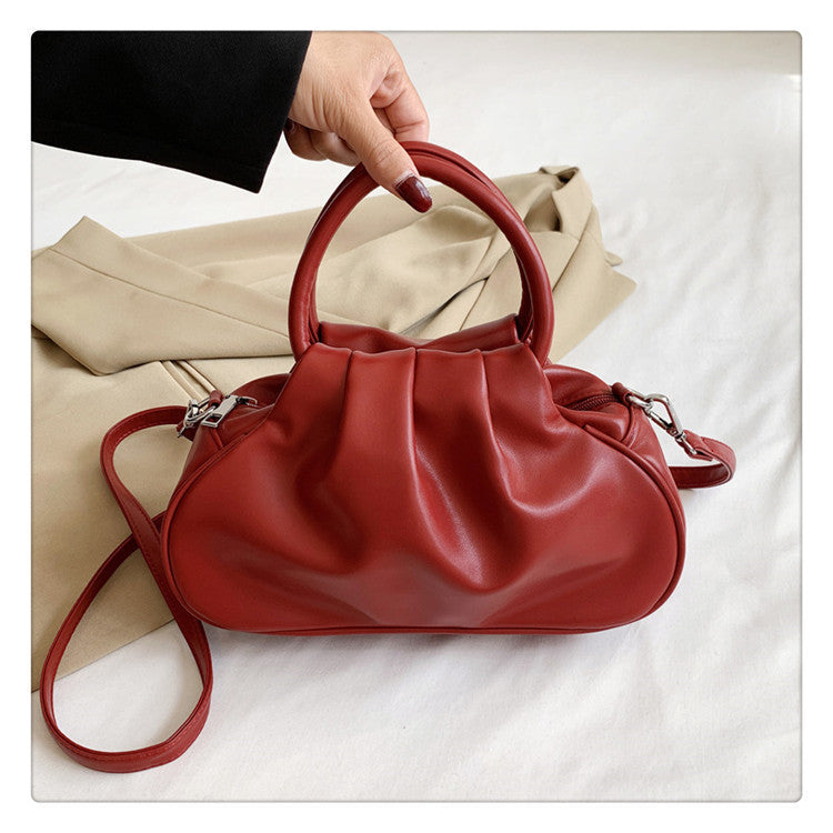 Versatile Womens Retro Cloud-Print Pleated Shoulder Crossbody Bag Blogger