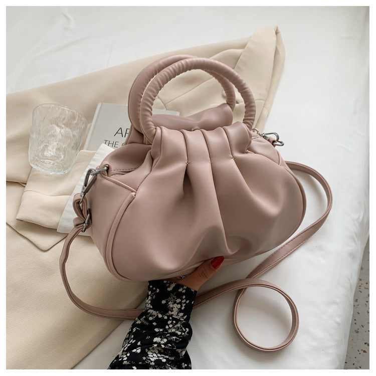 Versatile Womens Retro Cloud-Print Pleated Shoulder Crossbody Bag Blogger