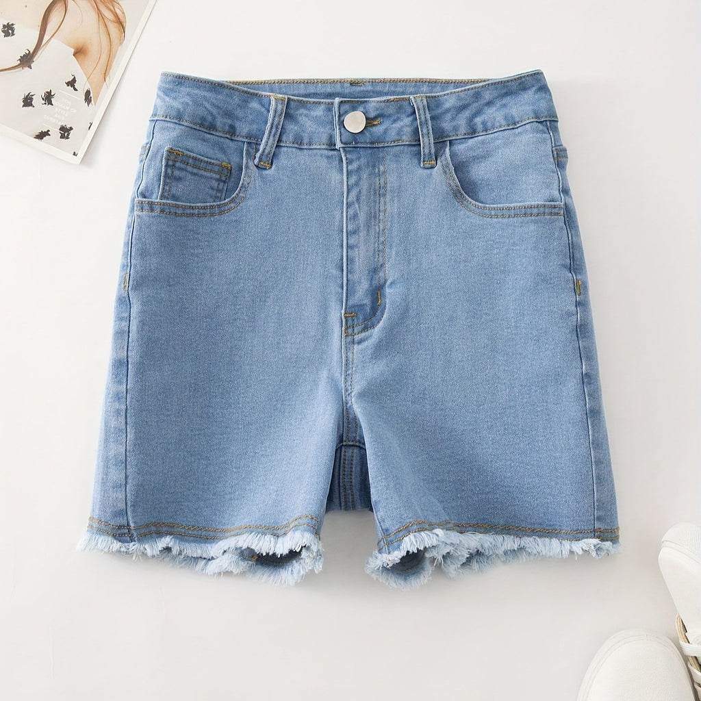 Short en jean moulant avec nœud papillon doux pour femmes