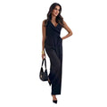 Comfort And Casual Solid Color And V-neck Sleeveless Jumpsuit