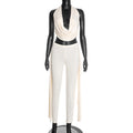 Neck-hanging Sleeveless Backless Top With A Draping Neckline Paired With Pants