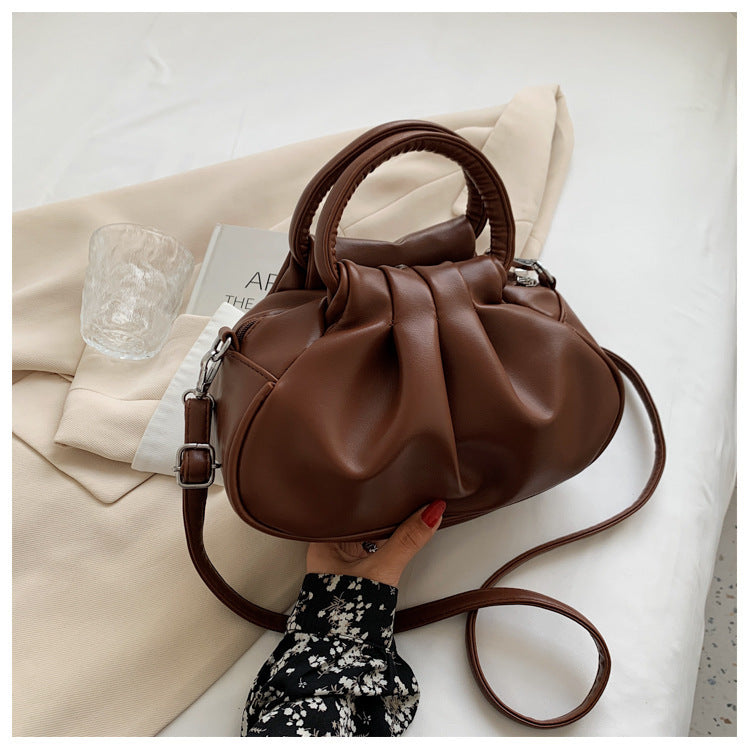 Versatile Womens Retro Cloud-Print Pleated Shoulder Crossbody Bag Blogger
