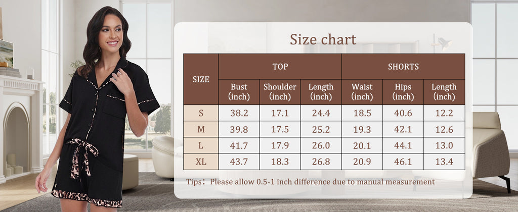Summer Pajamas For Women Set Short Sleeve Button Down Leopard Pjs Lounge Sets Soft Sleepwear