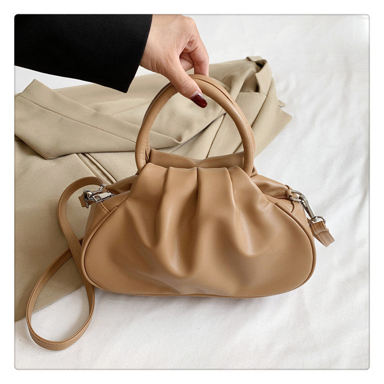 Versatile Womens Retro Cloud-Print Pleated Shoulder Crossbody Bag Blogger