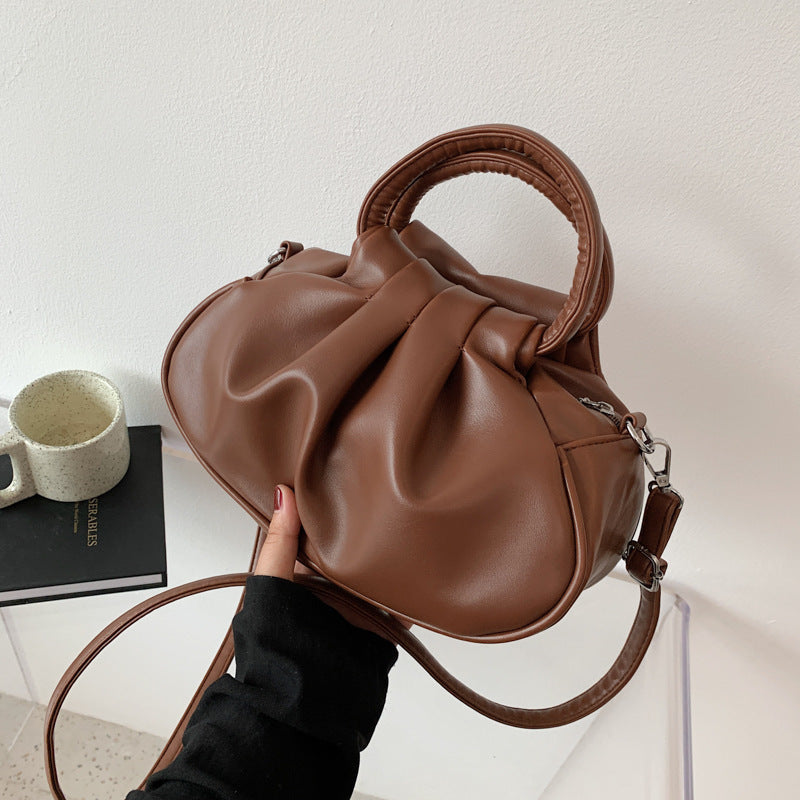 Versatile Womens Retro Cloud-Print Pleated Shoulder Crossbody Bag Blogger