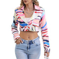 Womens Cropped Color-block Blazer