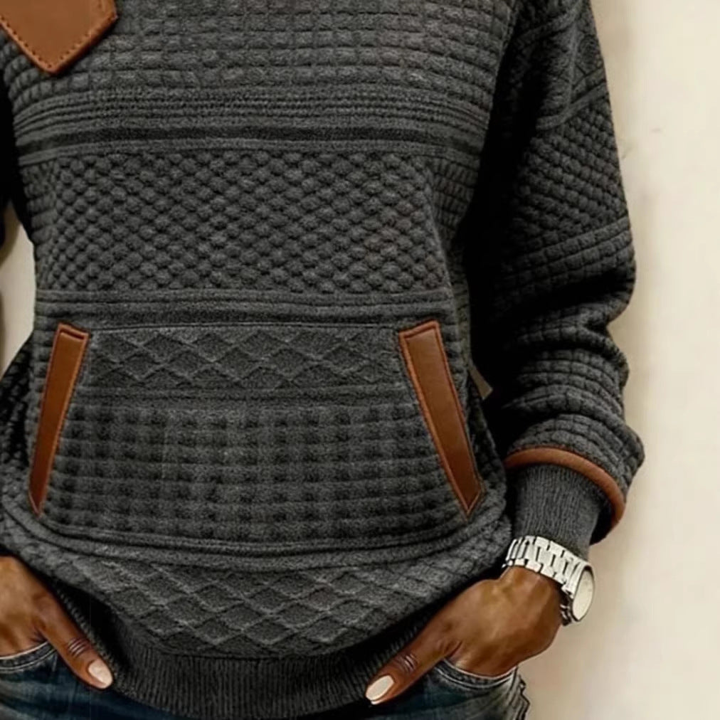 Womens Patchwork Denim Long Sleeve All Match Top