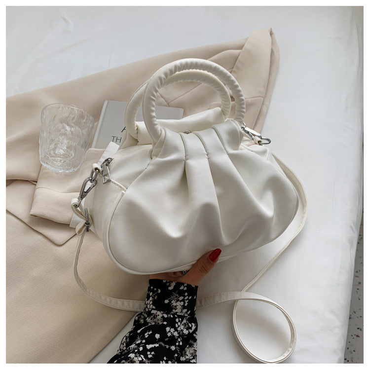 Versatile Womens Retro Cloud-Print Pleated Shoulder Crossbody Bag Blogger