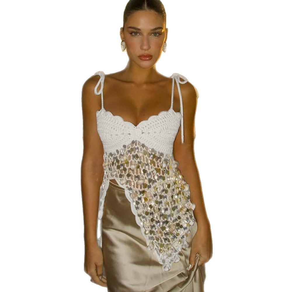 Womens Beach Sequin Top