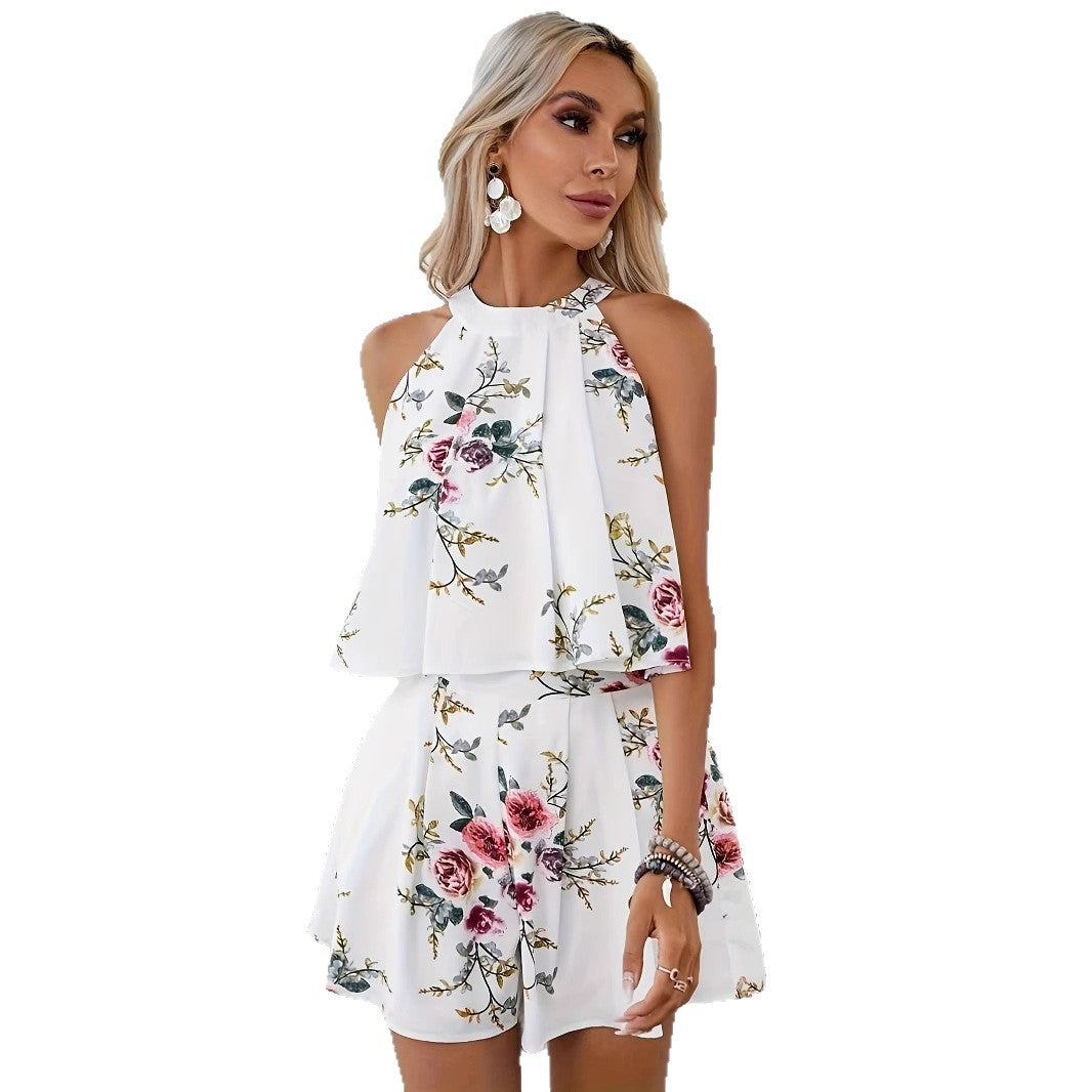 Womens Loose-Fit Printed Shorts Summer Set