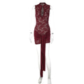 Lace-Panelled, Ribbon-Trimmed Bodycon Sheath Dress