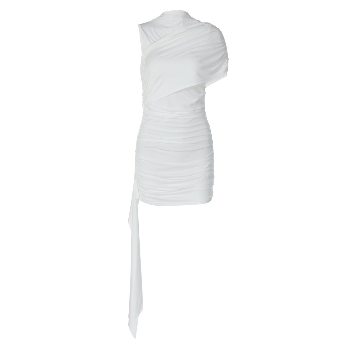 Pleated Puff Sleeve Patchwork Ribbon Dress