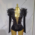 Sexy Golden Three-dimensional Five-pointed Star Exaggerated High Padded Shoulder Jumpsuit