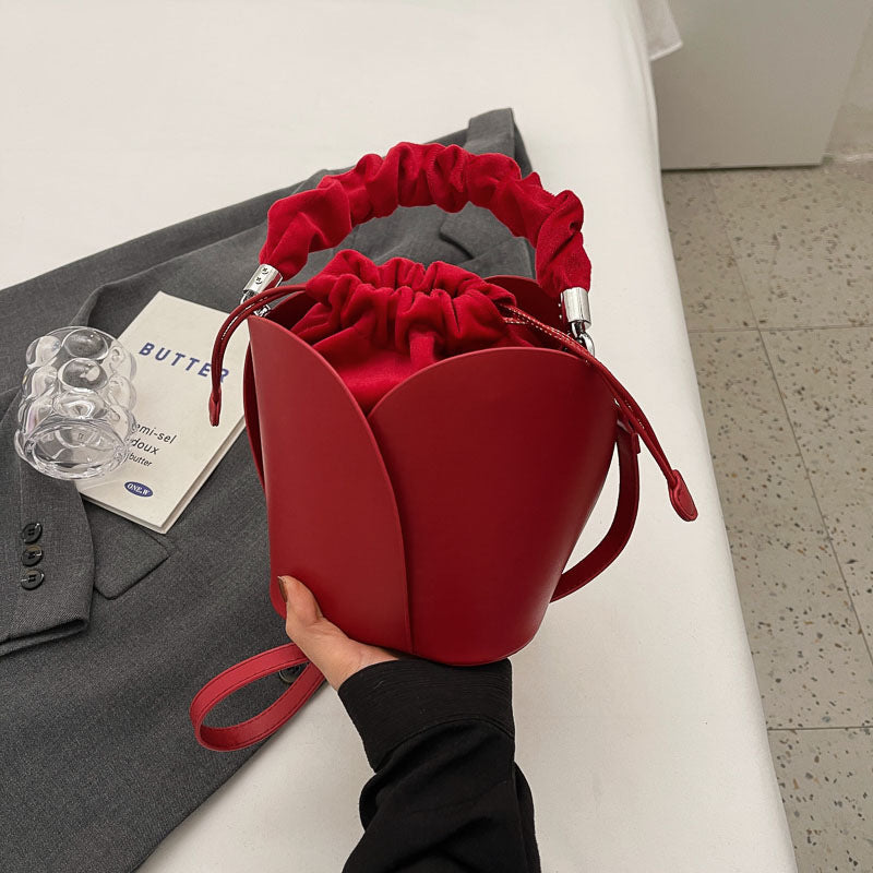 Womens PU Bucket Tote Crossbody Bag Blogger