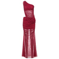 Womens Two Piece Set Asymmetrical Neck Crop Top And Bodycon Maxi Skirt For Women