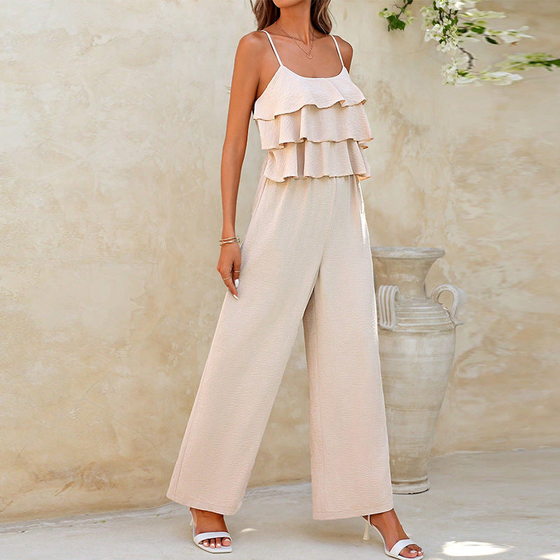 Women's European And American Style Lotus Leaf Jumpsuit