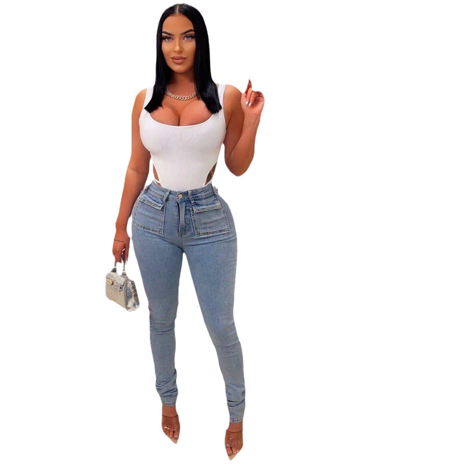 Women's Casual Distressed Slim-fit Skinny Jeans