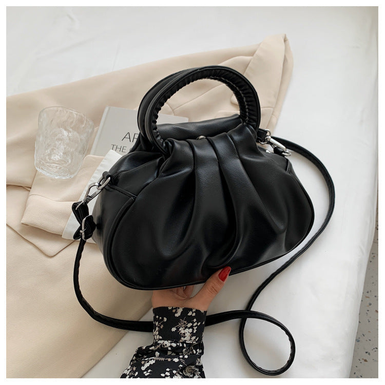 Versatile Womens Retro Cloud-Print Pleated Shoulder Crossbody Bag Blogger