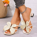 French Temperament Butterfly One Line Slippers, Slim Heel Square Toe High-heeled Sandals, Cool Sandals