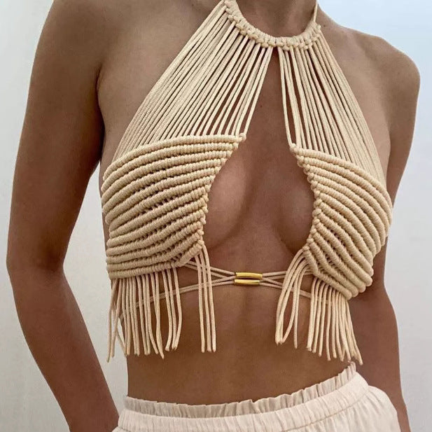 Women's Beach Vest Tassel Top