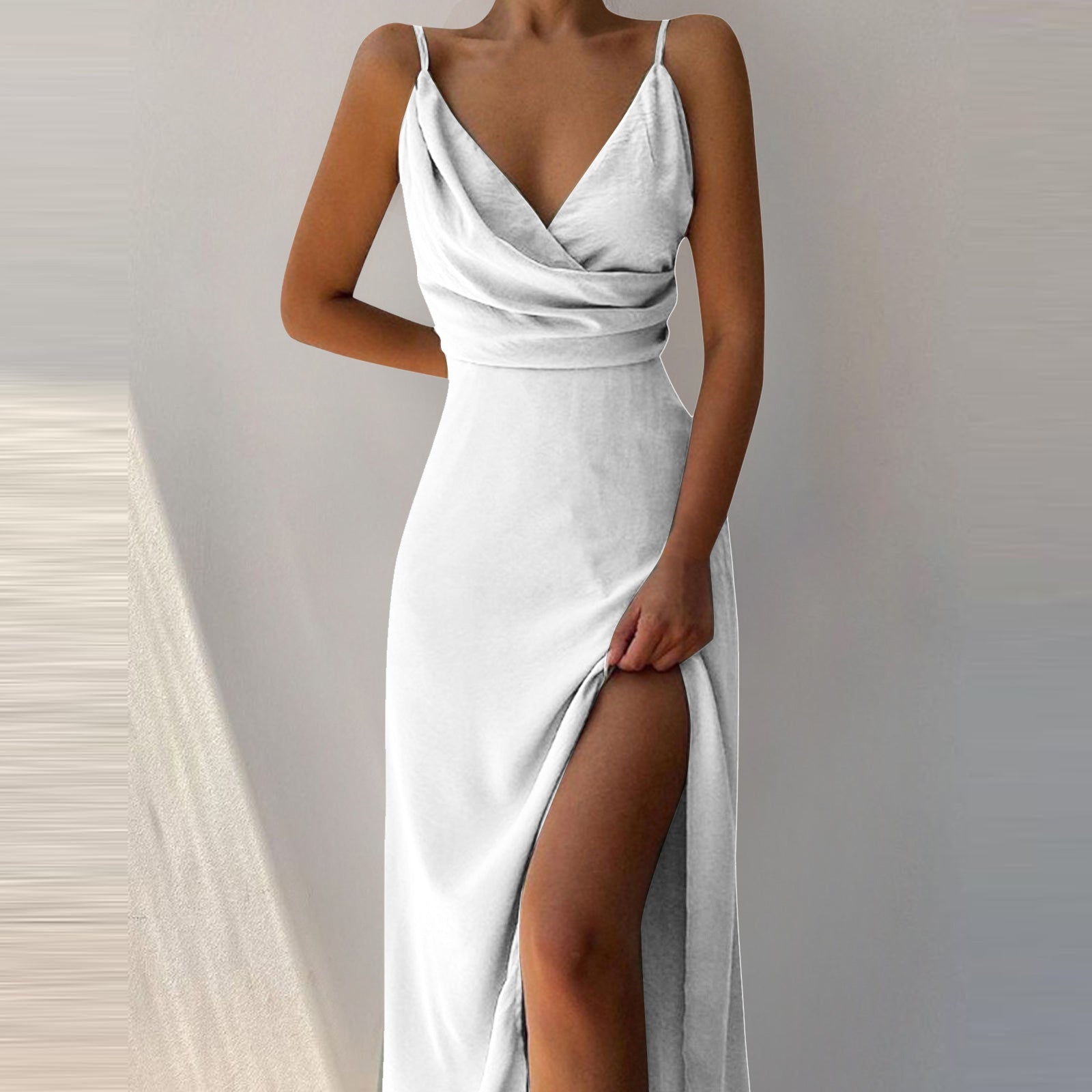 V-neck Slit Sling Dress Summer Fashion Sexy Slim Dresses For Women Clothing