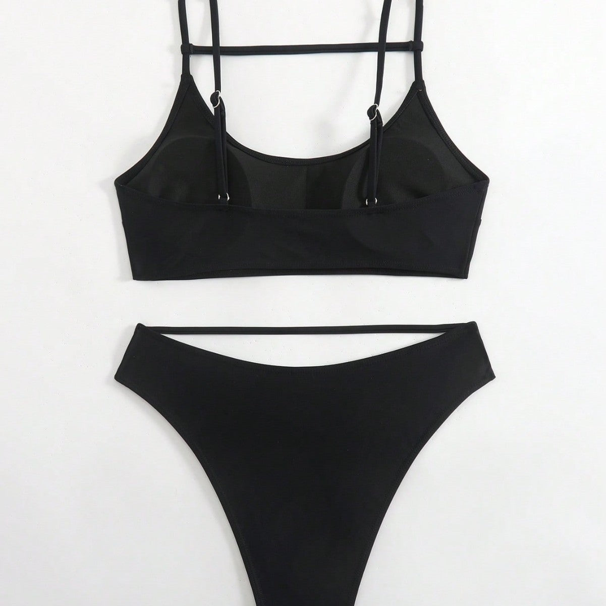 Hollow-out Black Tank-top Sports Two-piece Swimsuit Bikini