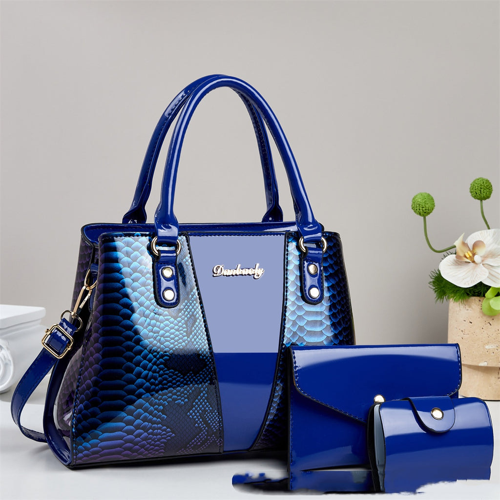 Stor kapacitet skulder-crossbody taske med slangeskindsmønster tote håndtaske