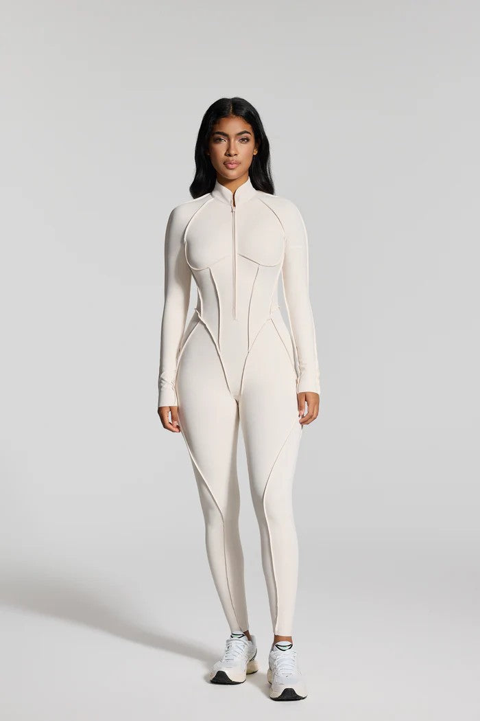 Women's Fashion Long Sleeve Zipper Slim Fit Jumpsuit