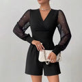Mesh-panel Straight-cut Shorts Jumpsuit