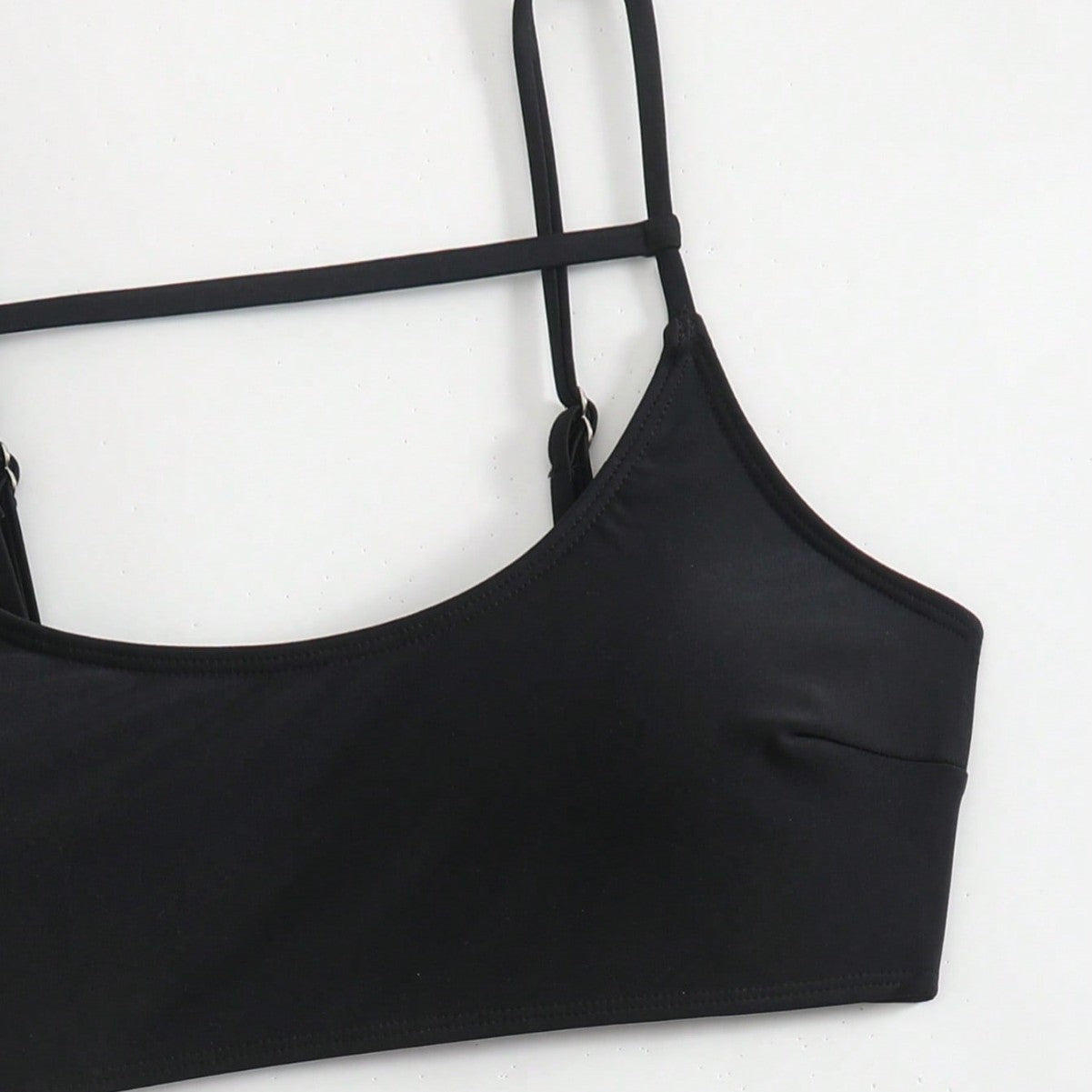 Hollow-out Black Tank-top Sports Two-piece Swimsuit Bikini
