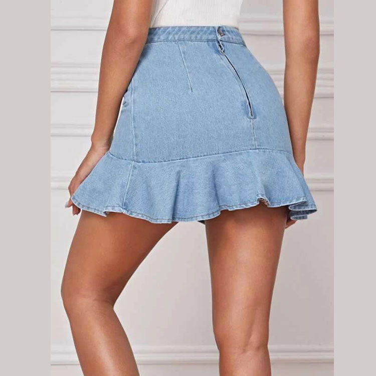 Jupe en denim avec dentelle