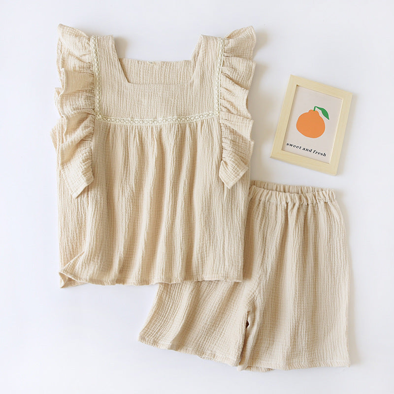 Women's Peplum Sleeveless Shorts Nightdress Set