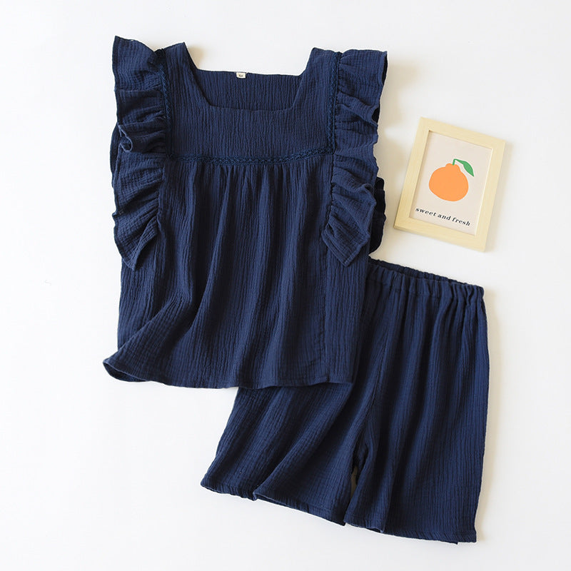 Women's Peplum Sleeveless Shorts Nightdress Set