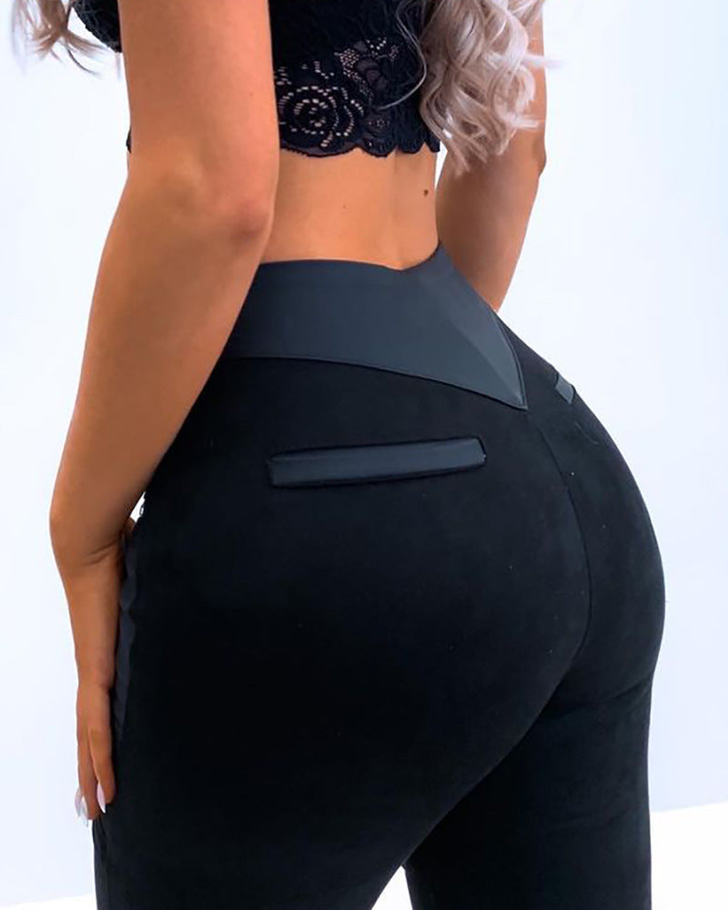 Black Panel Zipper Trousers