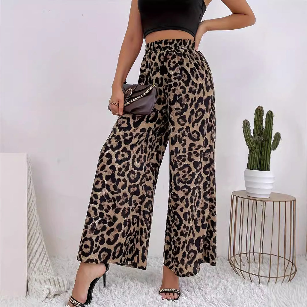 Elastic-waist Casual Wide-leg Pants