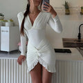 Spring Autumn Sheath Pleated Mini Skirt For Women