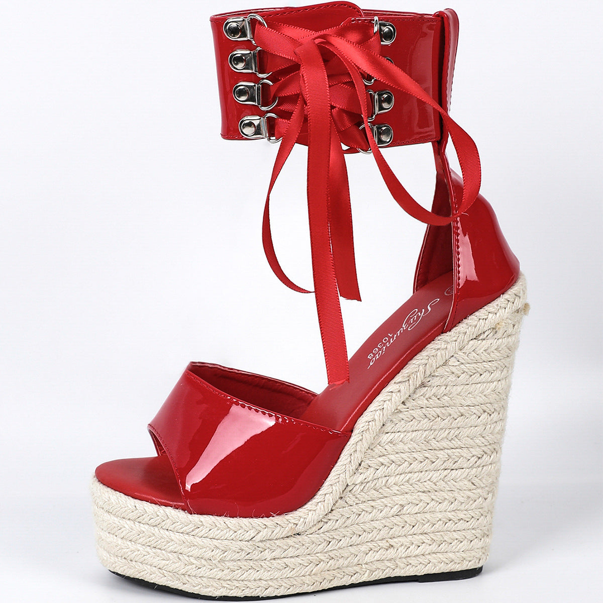 Straw Simple High Heel Platform Shoes Wedge Waterproof Model Sandals