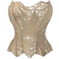 Irregular Lace Fishbone Corset With Mesh Panels And Print For A Sculpting Fit