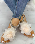 Large Size Flat Bottom Flower Sandals Bohemian Women's Beaded Fashion Comfortable Sandals