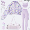 Breathable Quick-drying Long-sleeve Zip-up Jacket Sports Vest And Workout Pants Set