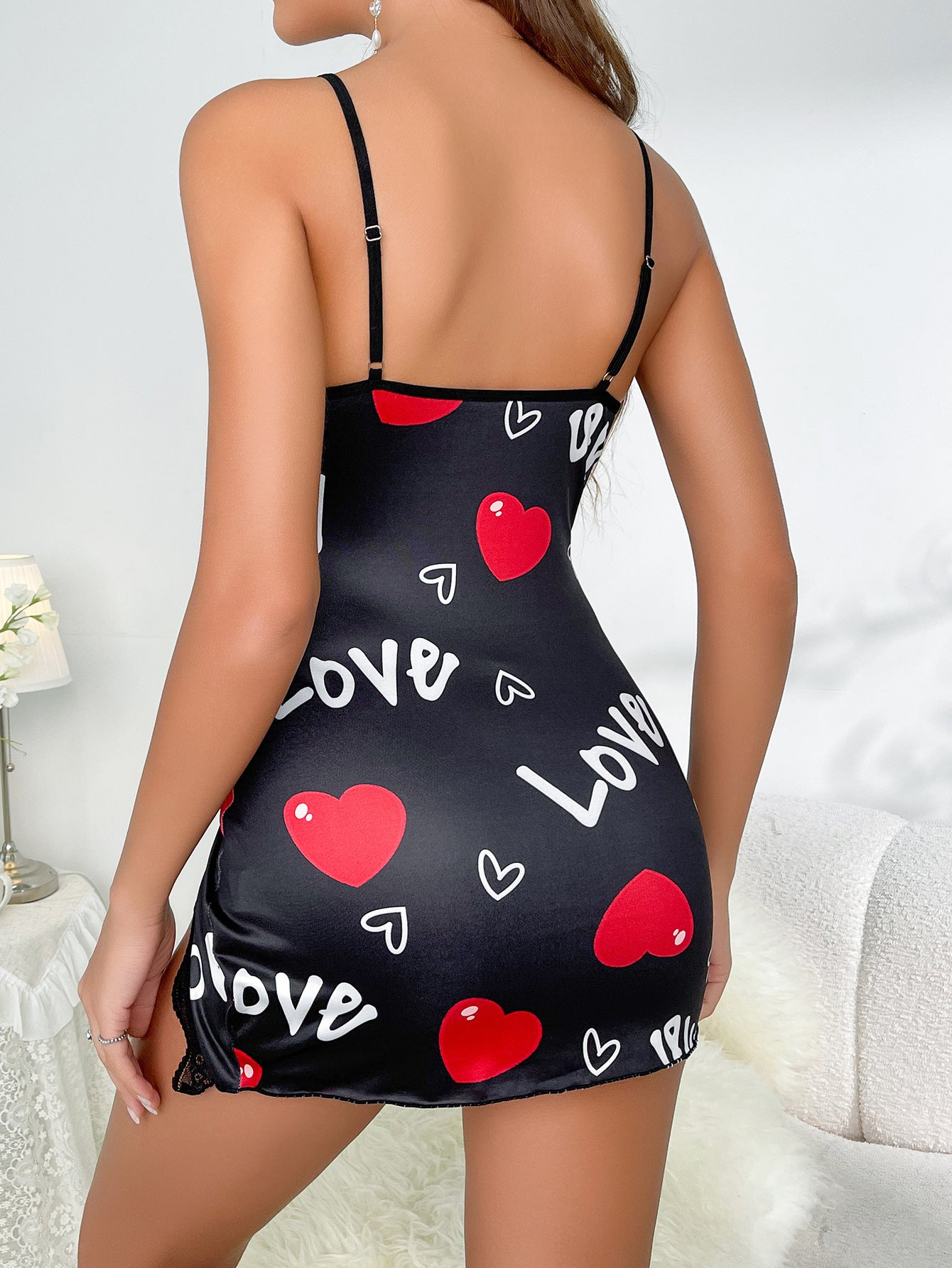 Women's Fashion Heart Printing Nightdress