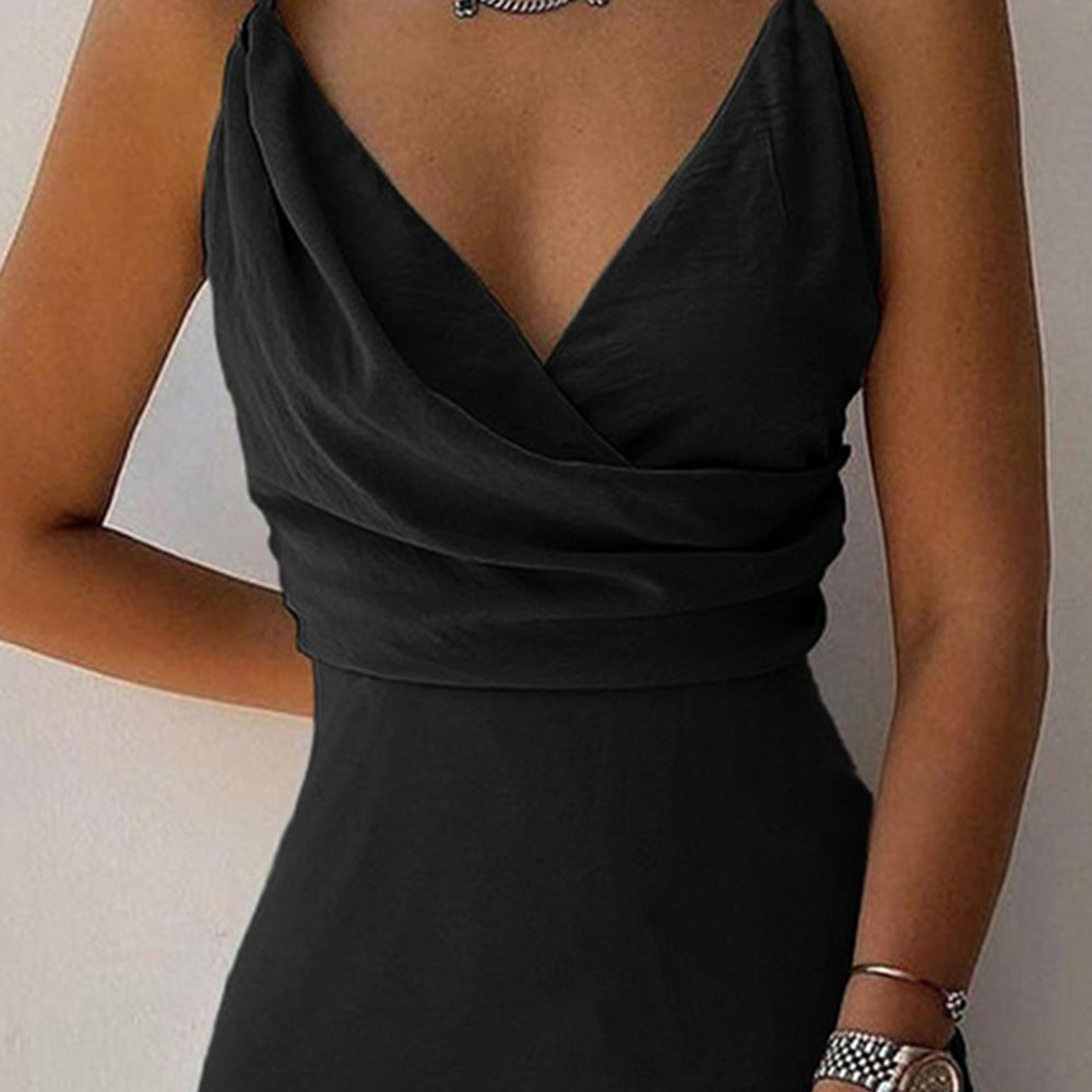 V-neck Slit Sling Dress Summer Fashion Sexy Slim Dresses For Women Clothing
