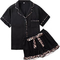 Summer Pajamas For Women Set Short Sleeve Button Down Leopard Pjs Lounge Sets Soft Sleepwear